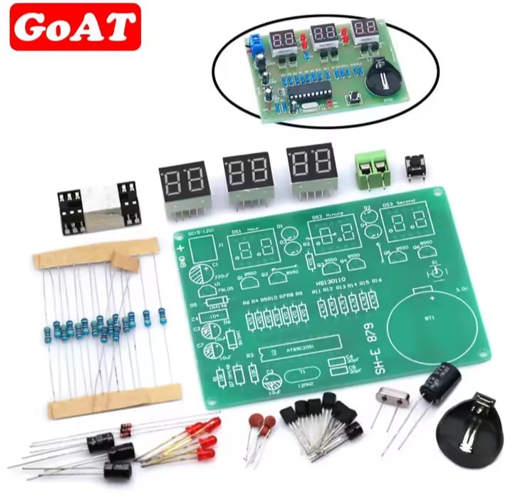 GoAT SH-E 879 3-Digit LED Clock DIY Kit | Hour Minute Second Display Soldering Kit